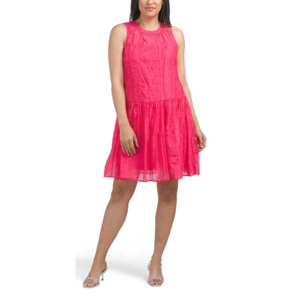 NWT DKNY Organza Crush Dress in Azalea, Size 10